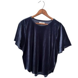 NWT Madewell short sleeve velvet top slate blue gray size small
